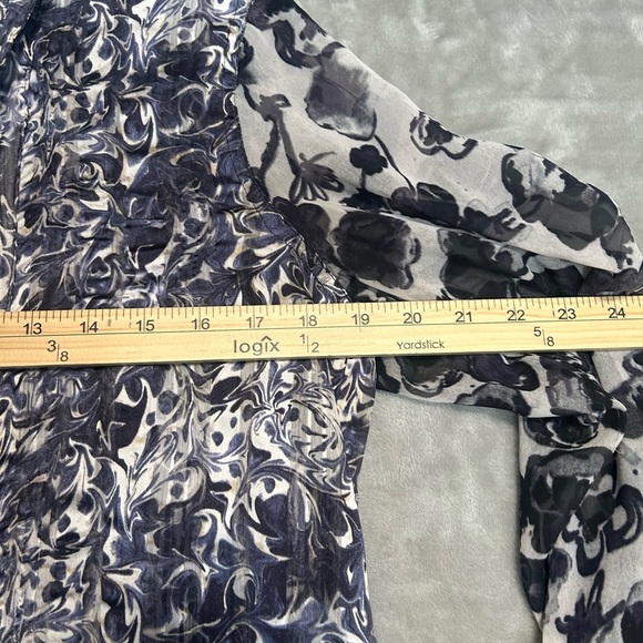 Simply Vera Wang Blouse Top High Neck Floral Purple Sheer Women’s Large - Picture 7 of 9